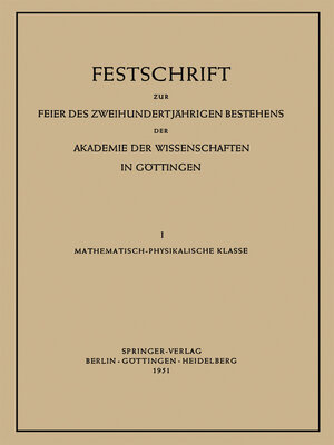 cover image of Festschrift zur Feier des Zweihundertjährigen Bestehens der Akademie der Wissenschaften in Göttingen